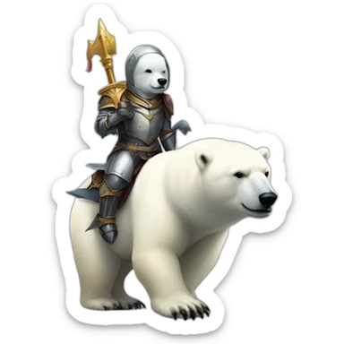 polar bear knight riding a penguin sticker