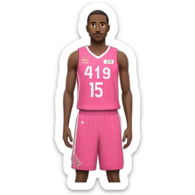 Maillot de basket de couleur rose avec comme nom Ilan et comme numéro 15 sticker