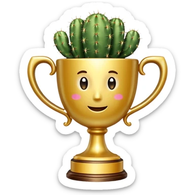 gold cactus cup trophy no face sticker
