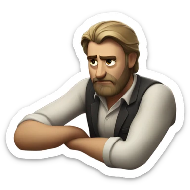 Sad bearded man loses money at casino with date sticker