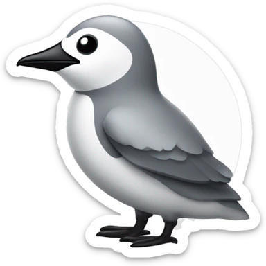Pingouin gris et blanc avec un petit bec et des jolis yeux  sticker