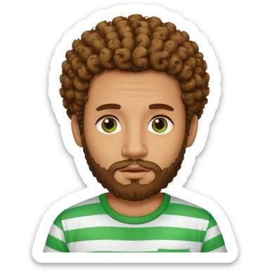 Cuban guy with curly haur and beard with a shirt of green stripes  sticker