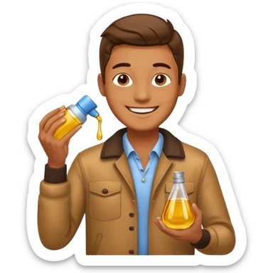 oil massage emoji men wearing clothing and applying oil sticker