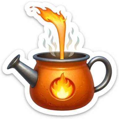 The crucible pours out metal, pixels. sticker