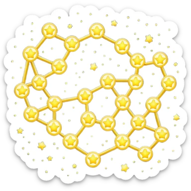 Pixel art icon of a glowing constellation made of connected stars, symbolizing knowledge paths and courses. 
Minimalistic, clean pixel style, soft glow, readable at small size, centered, no background, designed for dark UI.
 sticker