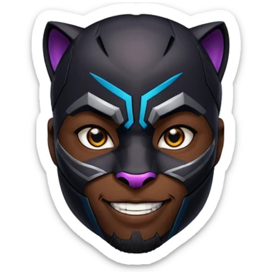 black panther character smirking, bold and expressive, clear face, vibrant colors, suitable for Twitch emote sticker