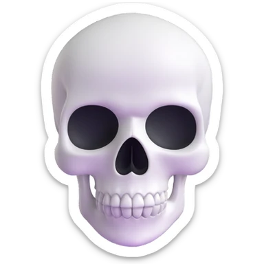A cute, white-colored skull with soft, rounded features and a friendly expression, looking whimsical not frightening sticker