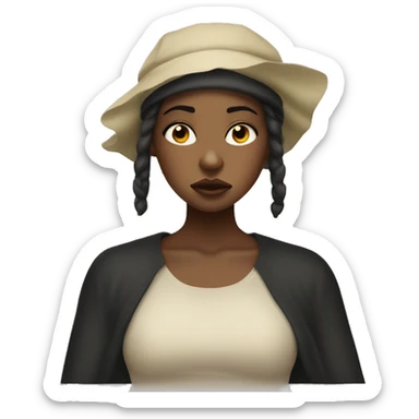 Sleepy Light skin black girl annoyed with black bonnet  sticker