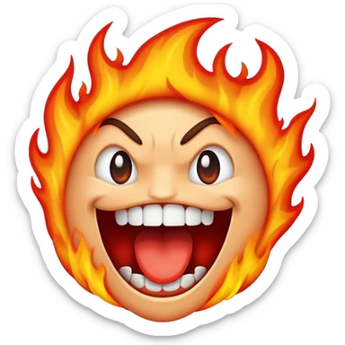 a cartoon mouth with flames coming out, spicy hot sensation sticker