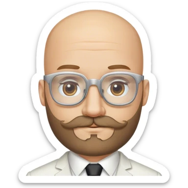 bald groom with beard, straight mustache and square, mildly curved vision glasses sticker
