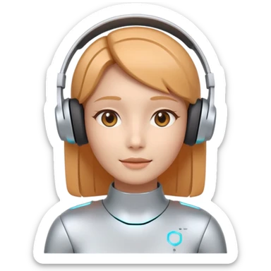 AI Call Agent holo-human-like Cyber AI face, warm, calm and friendly. Holographic look.Soft AI face with a listening, welcoming expression, minimal facial lines, calm eyes. Light headset. Super minimalistic.  sticker