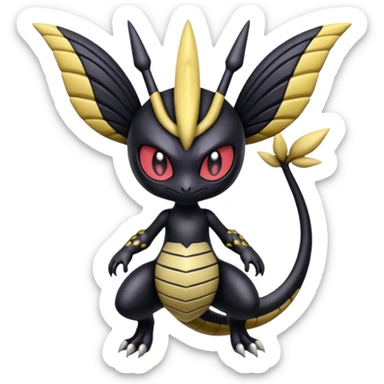  scary dark evil gloomy Meloetta-Giratina-Noibat-Pokémon-Fakémon-fusion-hybrid-creature sticker