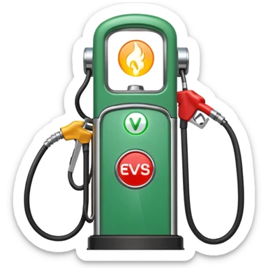 Split image—quick gas pump vs. slow EV plug. sticker