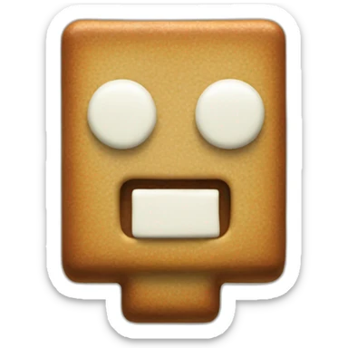 a minecraft gingerbread man dumb head with white small eyes (no pupils, only white chocolate eyes) sticker