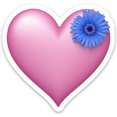 Pink heart with cornflower blue outline sticker