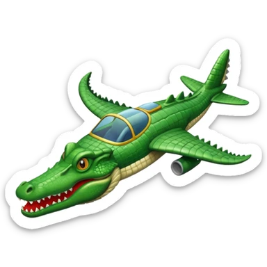 A plane with a body of a crocodile and a crocodile head in the front sticker