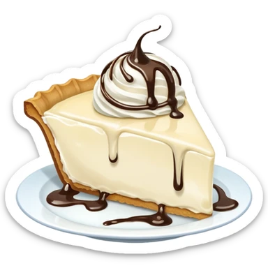 Slice of pale cream pie with melted ice cream dripping off of it sticker