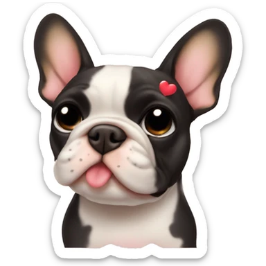 Black-and-tan French bulldog with hearts around him sticker