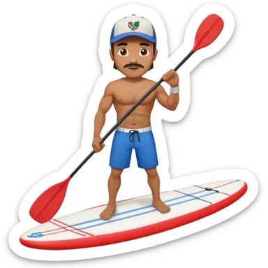 Mexican surfer with  a baseball cap Muscular  no mustache Paddle boarding Mexican man sticker