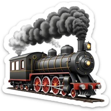 straight on view of an old-fashion steam train coming down the tracks sticker