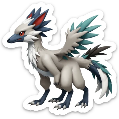 Sergal-Trico-Silvally-Pokémon-Fakémon-creature-fusion (full body) sticker