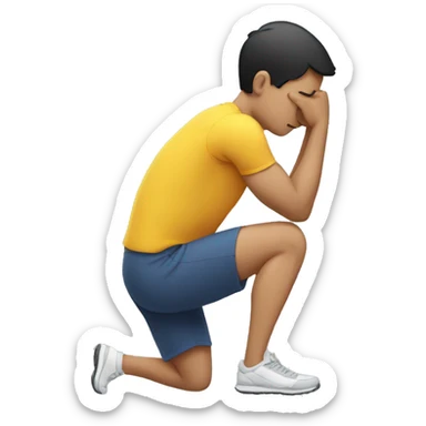 a man putting his hands on his knees arching his back as he is exhausted after running sticker