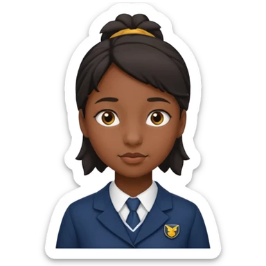 School uniform black girl. Right corner but more upturned nose sticker