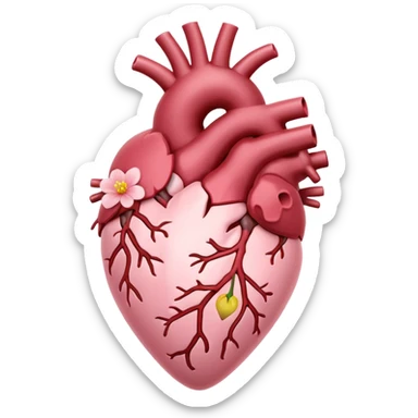 light pink anatomical heart with flower sticker