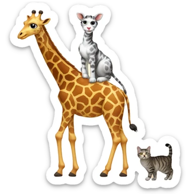 giraffe with a cat on it sticker