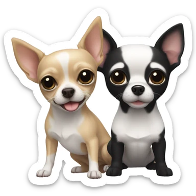 a beige chihuahua and a black and white chihuahua sticker