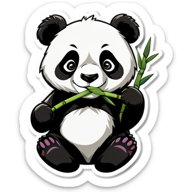 Panda wearing a hoodie while eating bamboo sticker