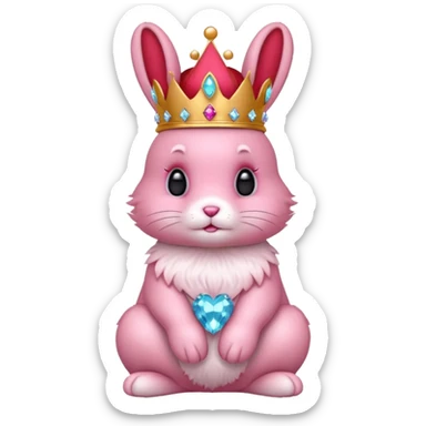 pink bunny with red crown sticker