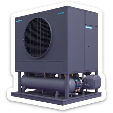 Daikin industrial chiller unit, large commercial cooling equipment sticker