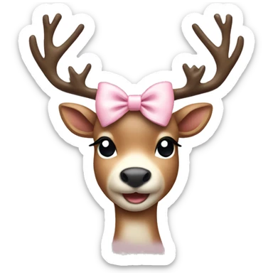 Pretty Reindeer with a light pink bow  sticker