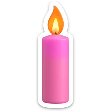 A pink candle with a flame on it, viewed from top to bottom. sticker