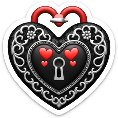 goth heart with a black lace heart lock sticker