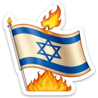 la bandera de israel con fuego quemandose sticker