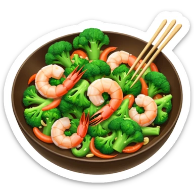 Chinese dish shrimp with broccoli  sticker