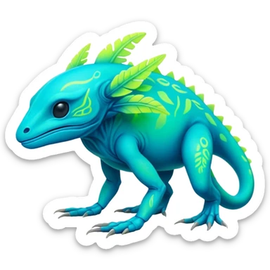 Tropical futuristic lush neon Fionbri-Vernid-Trico-creature (full body) sticker