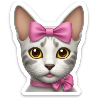 cat with a bow on her ear sticker