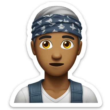 young man angry with a bandana around neck sticker