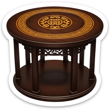 large wooden circle table chinese sticker