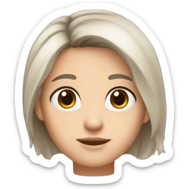 brown eyes, brownish hair, white skin, pink cheaks sticker