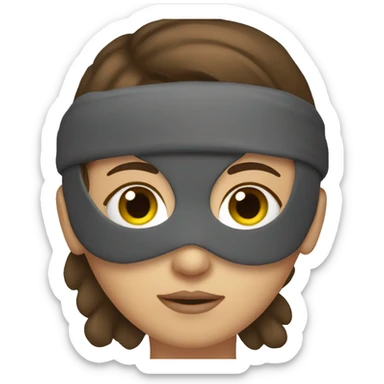 a girl with brown hair with a sleep mask sticker