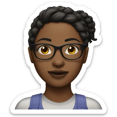 Black woman with glasses freckles ponytail bra sticker