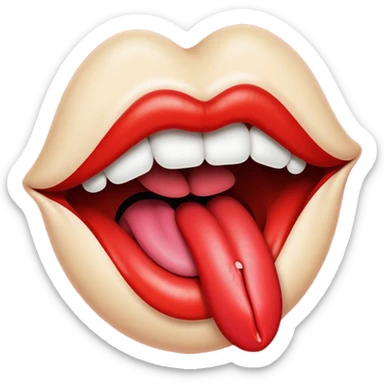 a mouth with its tongue sticking out, referencing the Rolling Stones album sticker