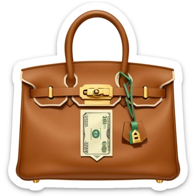 Birkin hermes open with a lot of dolars inside sticker