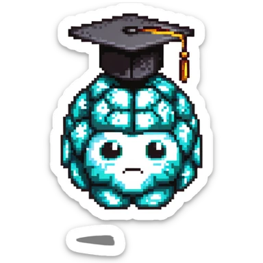 cartoony brain with graduation cap, no face on the brain, just the brain organ with a graduation cap on top sticker