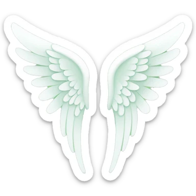 Simple angel wings, light green, mainly white. Very Simple Emoji. sticker