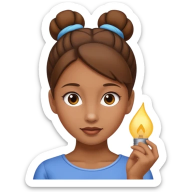 Girl with light brow skin and brown hair in a single bun sticker